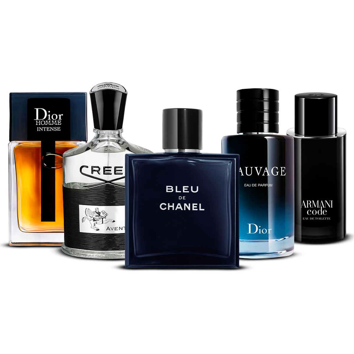 Zestaw 5 Perfum – Dior Homme Intense, Creed Aventus, Bleu de Chanel, Sauvage i Armani Code [100 ml każdy]